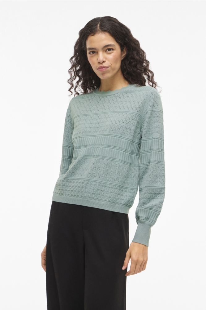 Vila groene dames trui | Model vooraanzicht