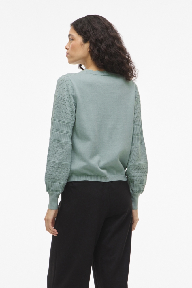 Vila groene dames trui | Model achteraanzicht