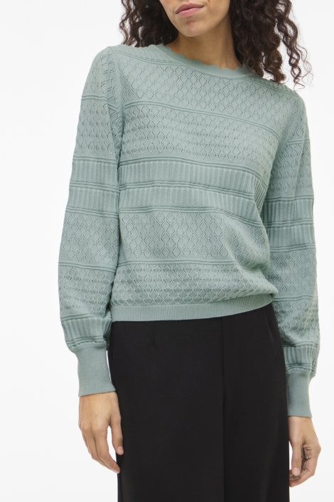 Vila groene dames trui | Model vooraanzicht