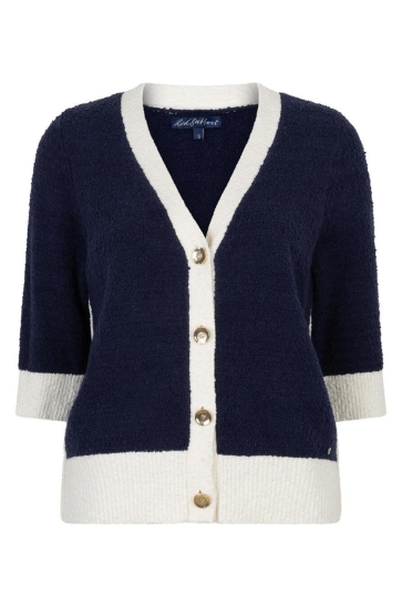 Red Button Vest CARDIGAN POPCORN SRB4882 Dark Blue