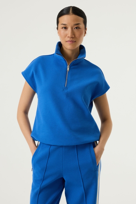 Garcia blauwe dames sweater | Model vooraanzicht