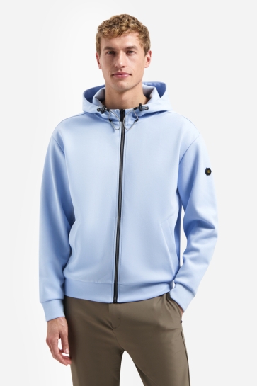 NO-EXCESS sweater full zipper hooded interloc Blauw