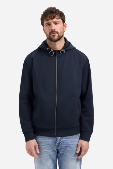 NO-EXCESS sweater full zipper hooded interloc Blauw
