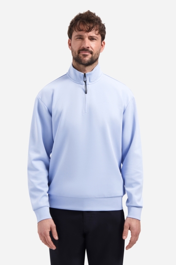 NO-EXCESS sweater half zip interlock Blauw