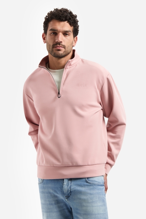 NO-EXCESS roze heren sweater | Model vooraanzicht