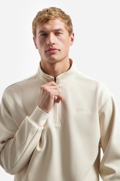 NO-EXCESS beige heren sweater | Close up