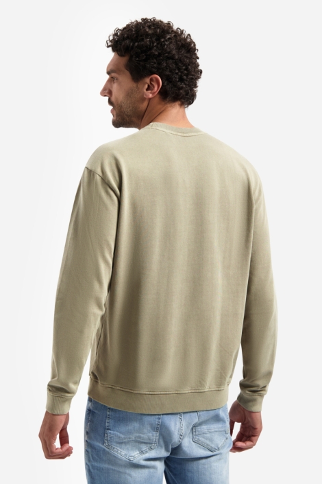NO-EXCESS taupe heren sweater | Model achteraanzicht