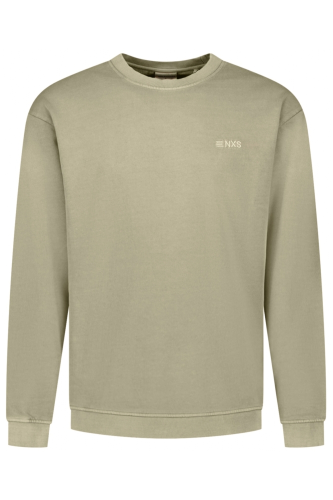 NO-EXCESS taupe heren sweater | Vooraanzicht
