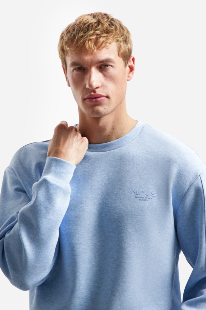 NO-EXCESS blauwe heren sweater | Close up