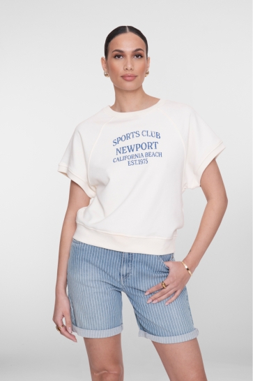 Geisha SWEATER MET TEKST 62046 41 OFF WHITE/ JEANS BLUE