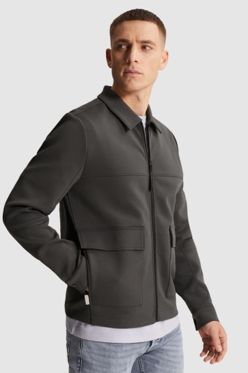 Cast Iron zip jacket regular fit interlock Grijs