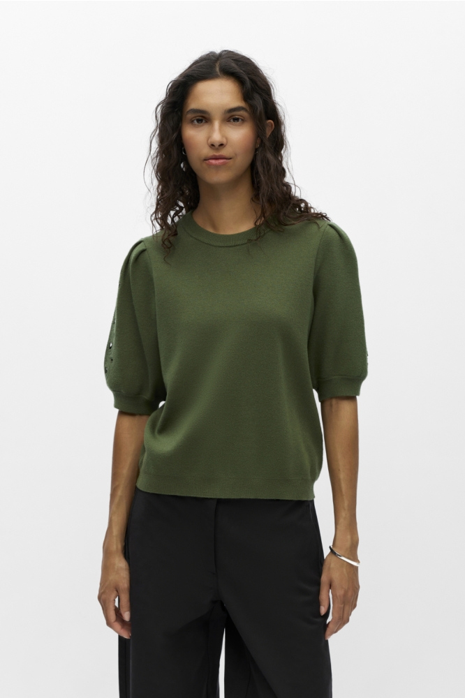 Object groene dames trui | Model vooraanzicht