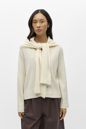 Object Trui OBJCHUMA L/S LO KNIT SCARF PULLOVER 23049644 Birch/Melange