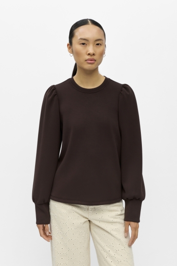 Object Trui OBJANDREA RE L/S O-NECK TOP NOOS 23047103 Seal Brown