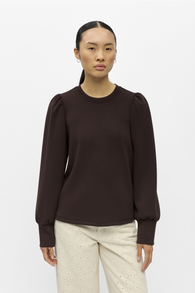 Object bruine dames trui | Model vooraanzicht