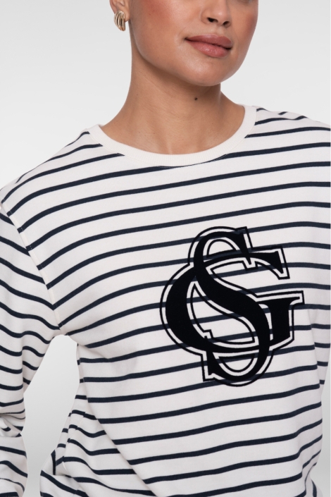 Geisha blauwe dames sweater | Close up