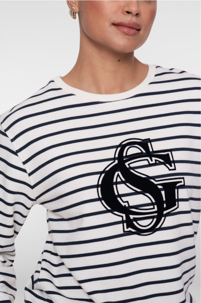 Geisha blauwe dames sweater | Close up