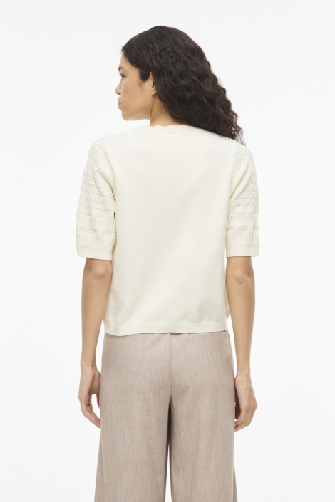 Vila beige dames t-shirt | Model achteraanzicht