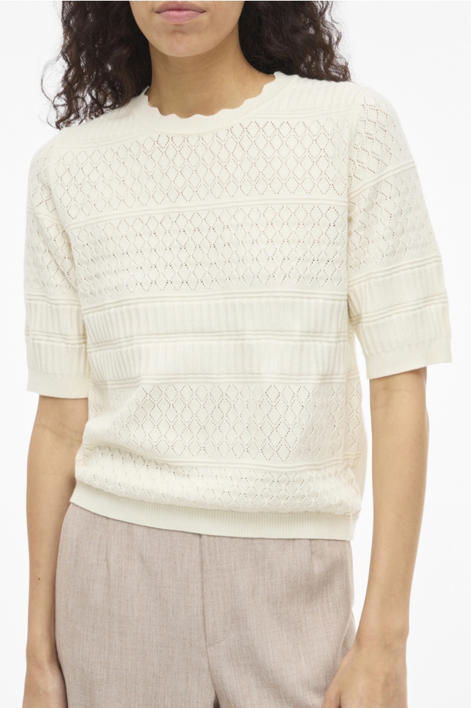 Vila beige dames t-shirt | Close up