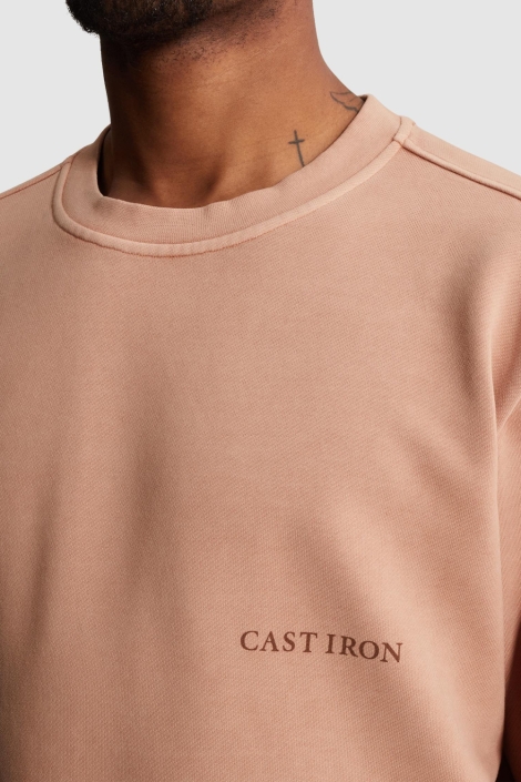 Cast Iron oranje heren sweater | Close up
