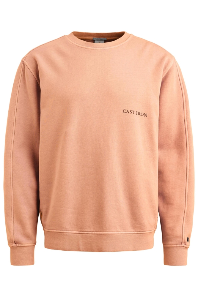 Cast Iron oranje heren sweater | Vooraanzicht