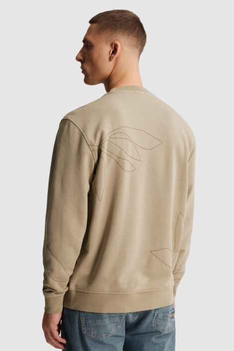 Cast Iron zand heren sweater | Model achteraanzicht