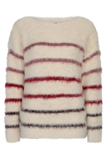 Red Button Trui FUZZY SWEATER & STRIPE SRB5118 creme/burgundy