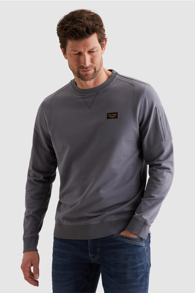 PME legend blauwe heren sweater | Model vooraanzicht