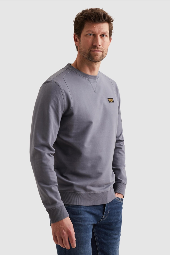 PME legend blauwe heren sweater | Model zijaanzicht