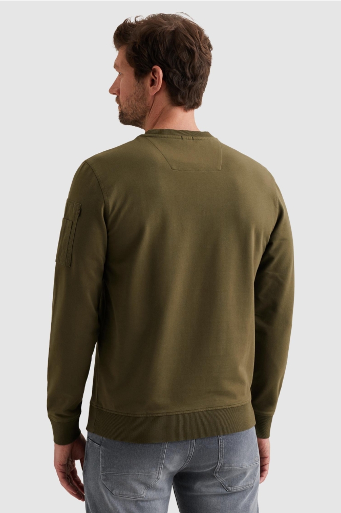 PME legend groene heren sweater | Model achteraanzicht