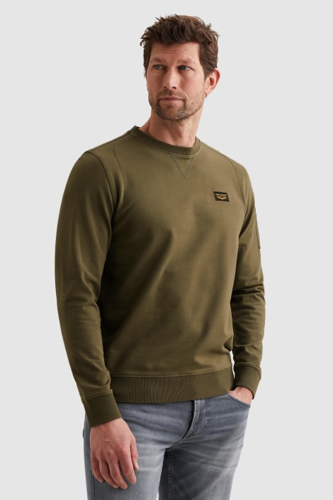 PME legend groene heren sweater | Model zijaanzicht