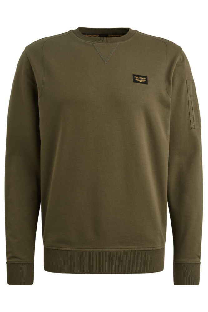 PME legend groene heren sweater | Vooraanzicht