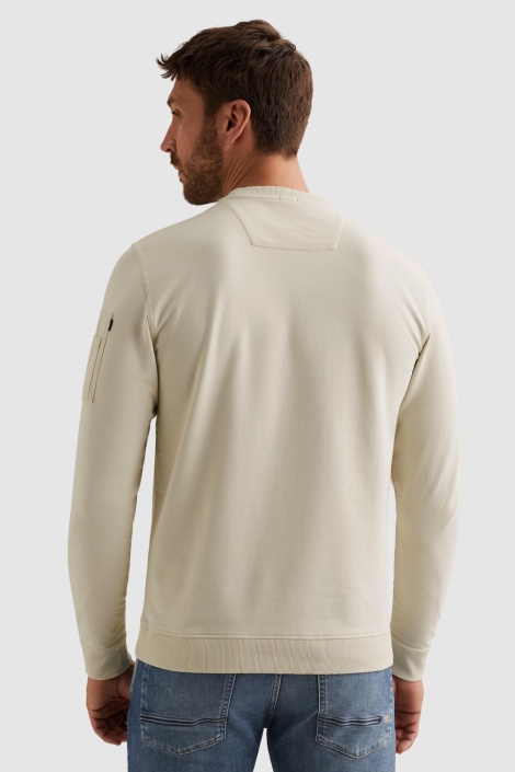 PME legend beige heren sweater | Model achteraanzicht