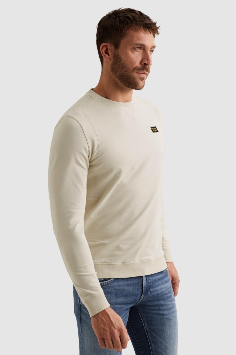 PME legend beige heren sweater | Model zijaanzicht
