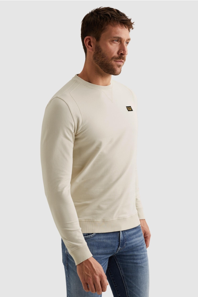 PME legend beige heren sweater | Model zijaanzicht