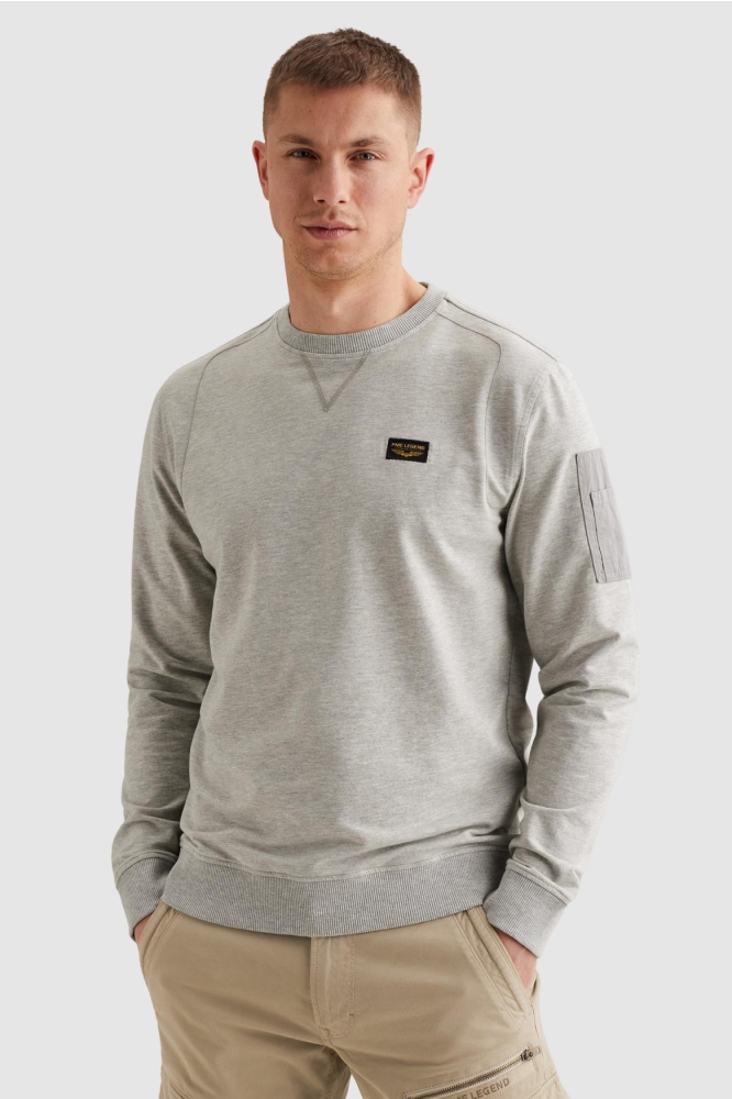 PME legend grijze heren sweater | Model vooraanzicht