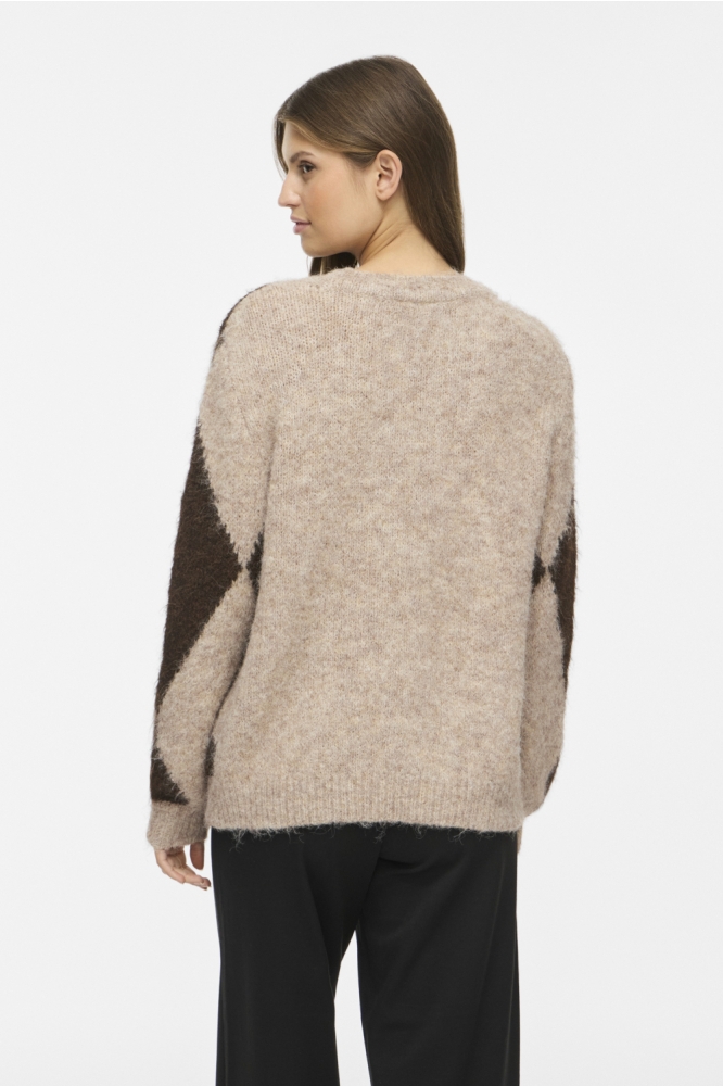 Vila beige dames trui | Model achteraanzicht