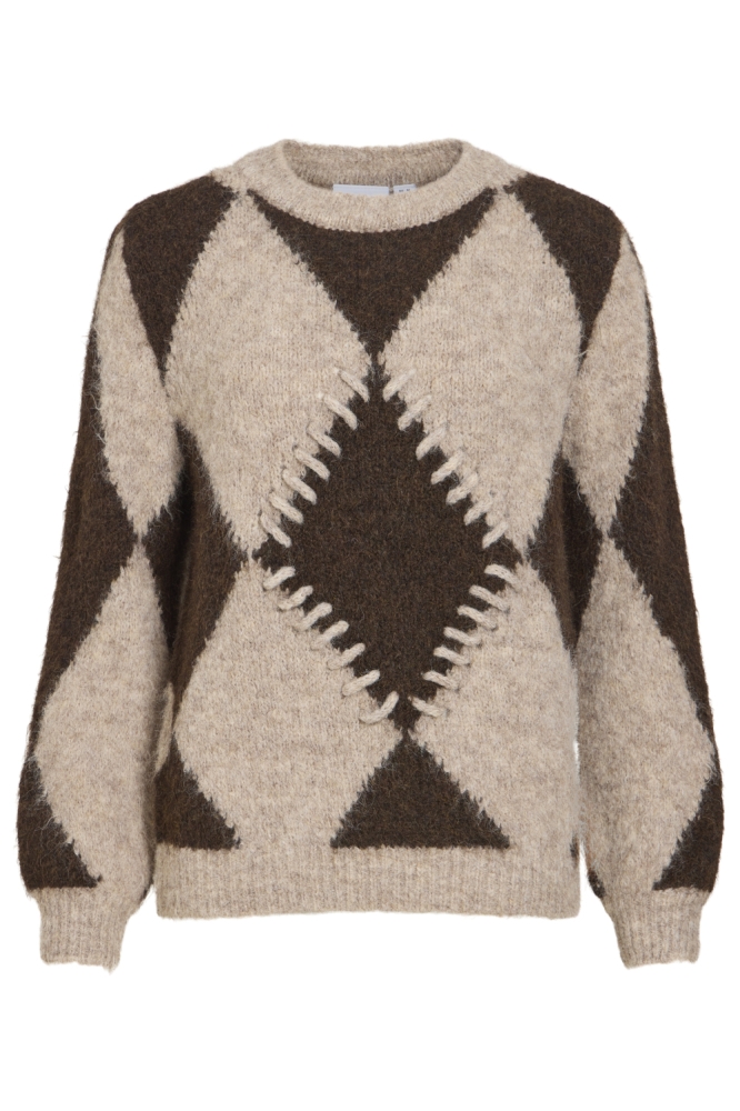 Vila beige dames trui | Vooraanzicht