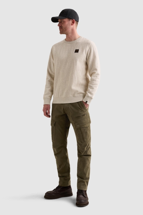 PME legend ecru heren trui | Model vooraanzicht