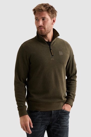 PME legend Trui SWEATSHIRT MET HALVE RITS EN FLIGHT POCKET PSW2609457 8039