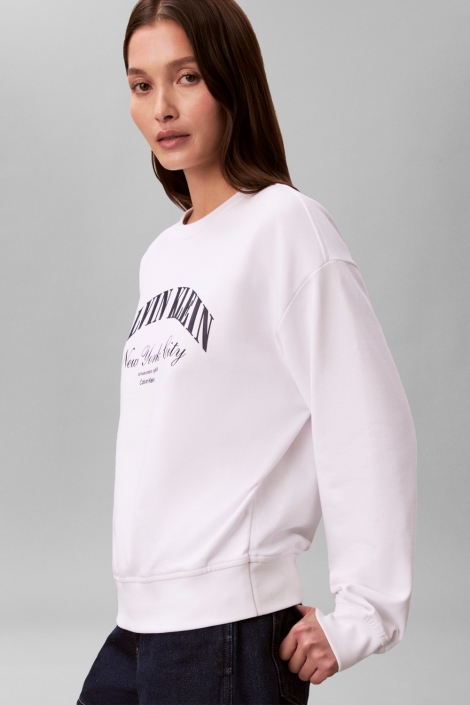 Calvin Klein witte dames sweater | Model zijaanzicht