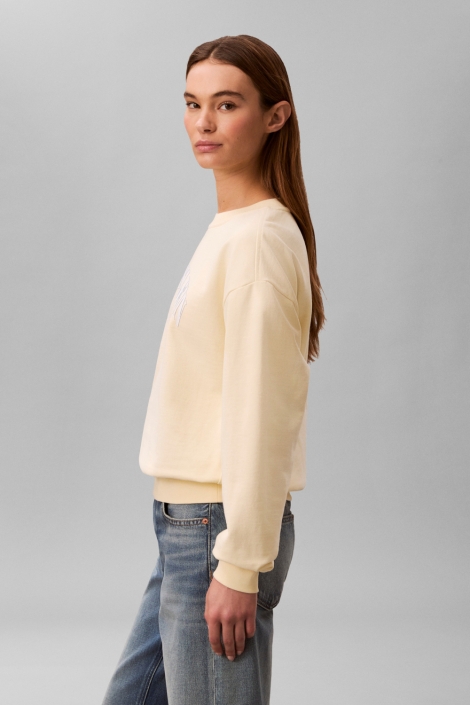 Calvin Klein gele dames sweater | Model zijaanzicht