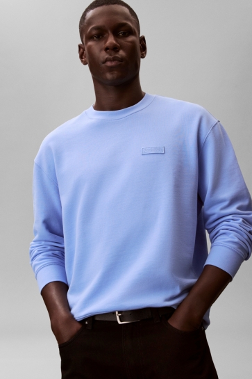 Calvin Klein sweater LS 350 TERRY EU LOGO LV04RF271G C32 BLUE DESCENT