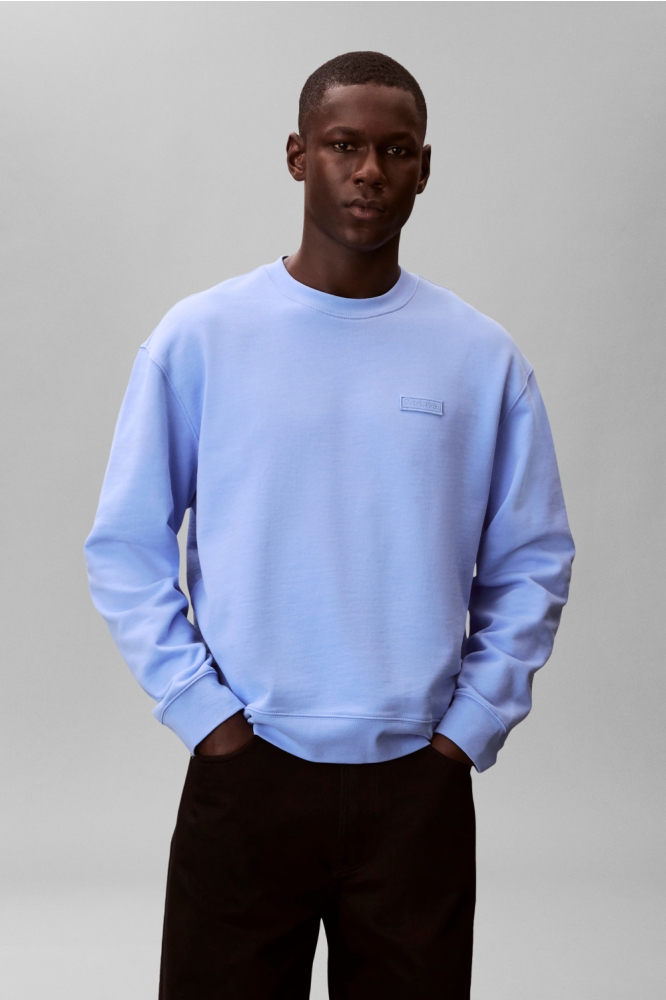 Calvin Klein blauwe heren sweater | Model vooraanzicht