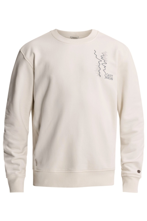 Cast Iron beige heren sweater | Vooraanzicht