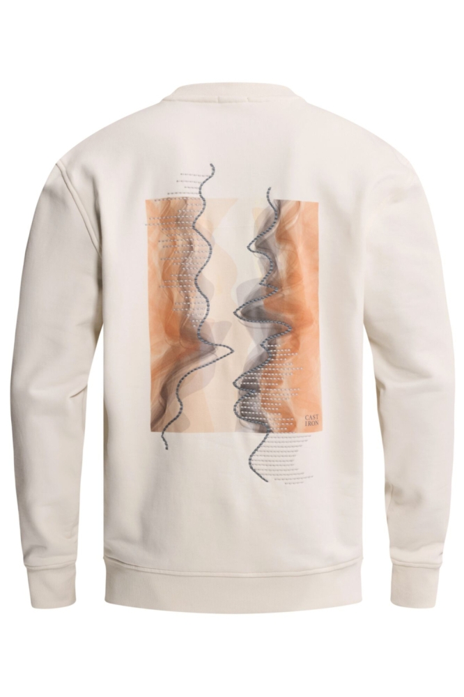 Cast Iron beige heren sweater | Achteraanzicht