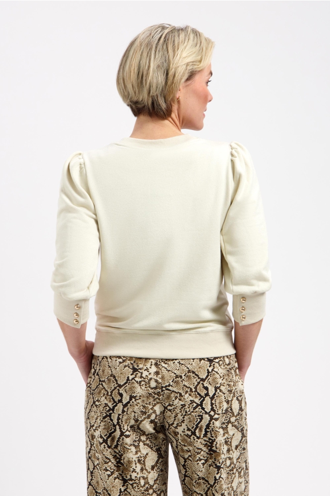 Lady Day ecru dames sweater | Model achteraanzicht