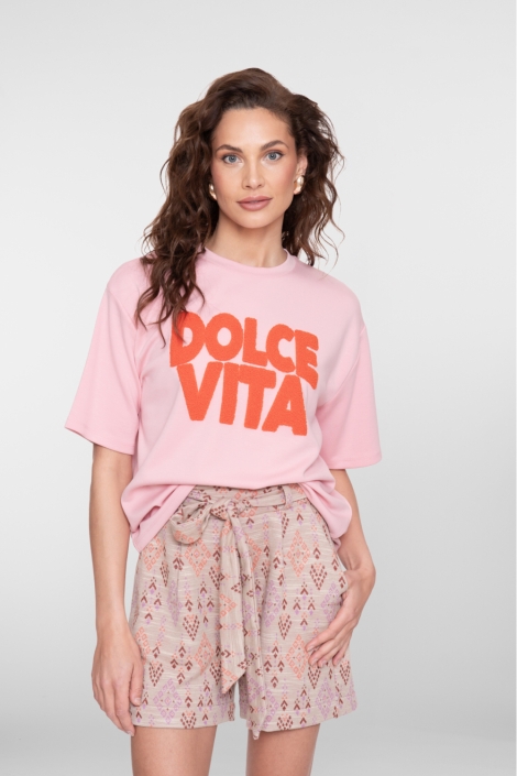 Geisha roze dames t-shirt | Model vooraanzicht