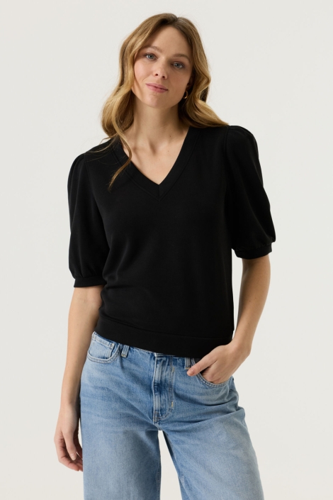 Garcia zwarte dames sweater | Model vooraanzicht