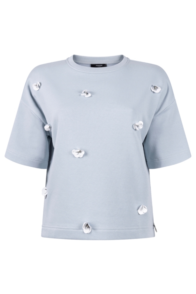 Juffrouw Jansen blauwe dames sweater | Vooraanzicht